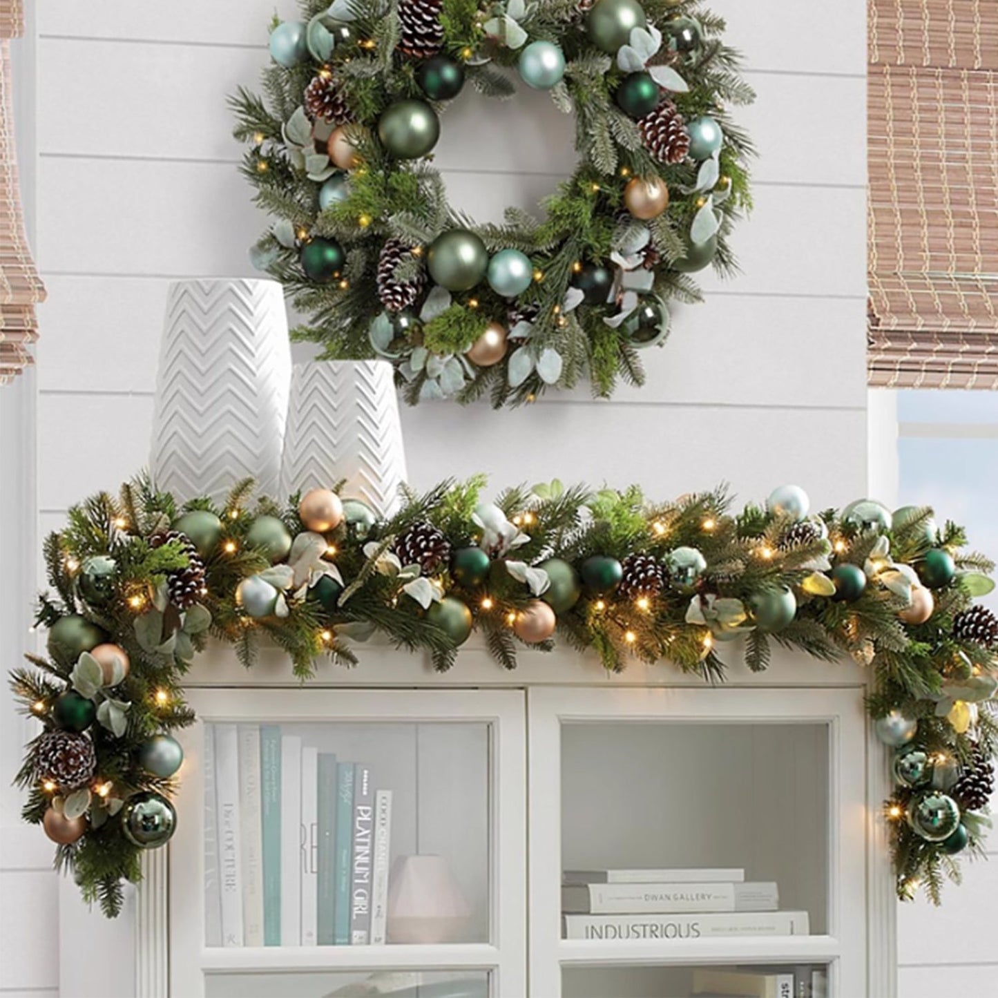 Pre-Lit Frosted Berry & Pinecone Wreath & Garland Set
