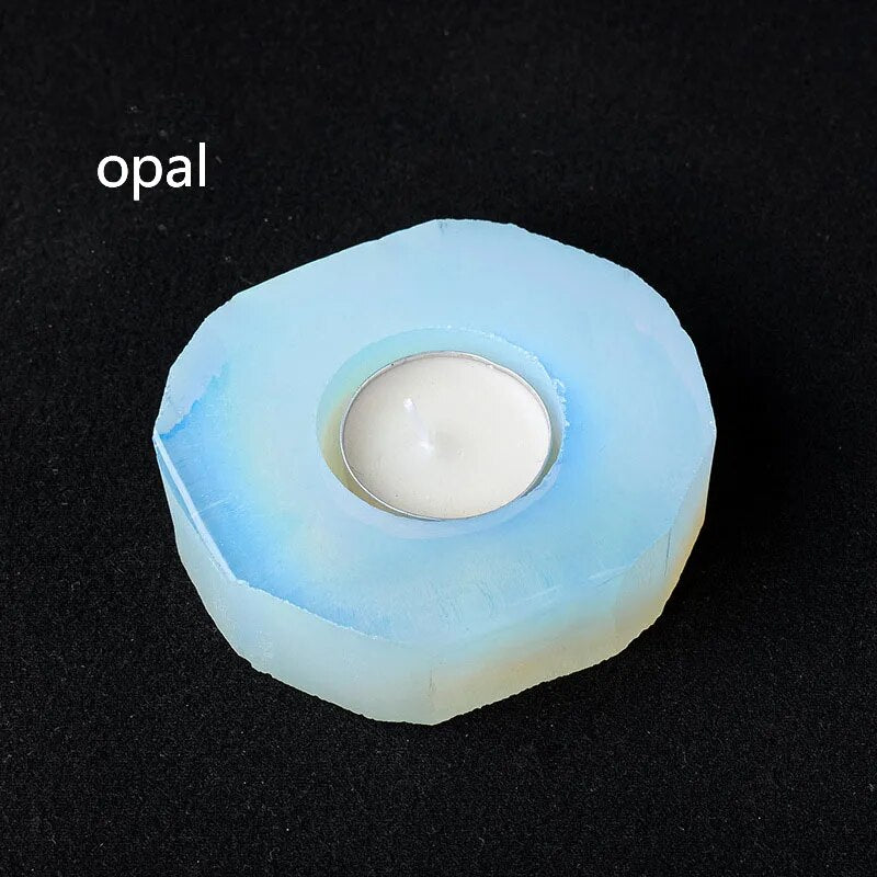 Candeliere a candela con ornamenti in ametista naturale