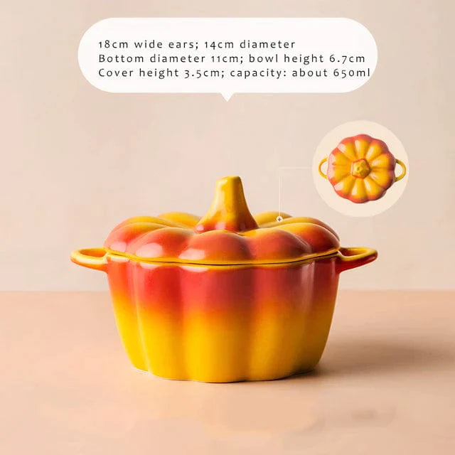 Ombre Pumpkin Shape Ceramic Bowl with Cover