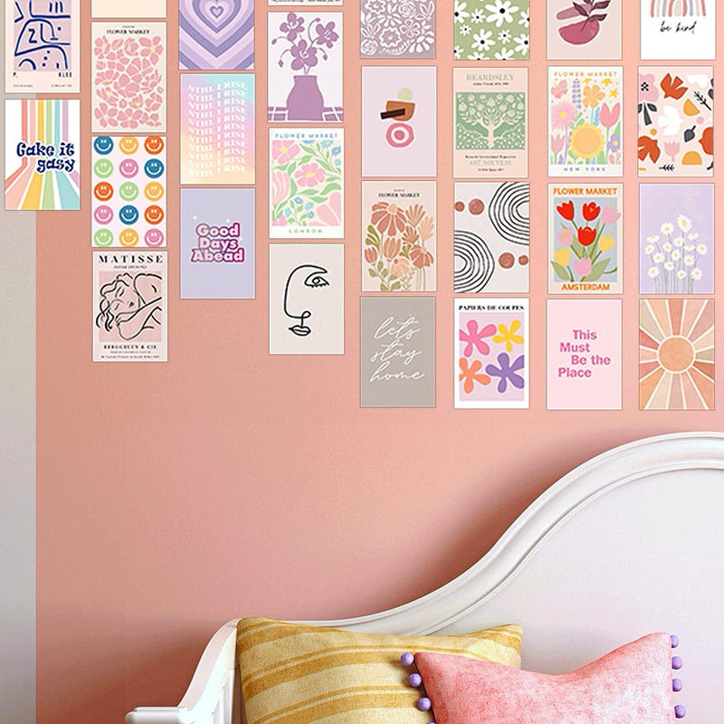 Pastel Art Aesthetic Wall Collage Cards