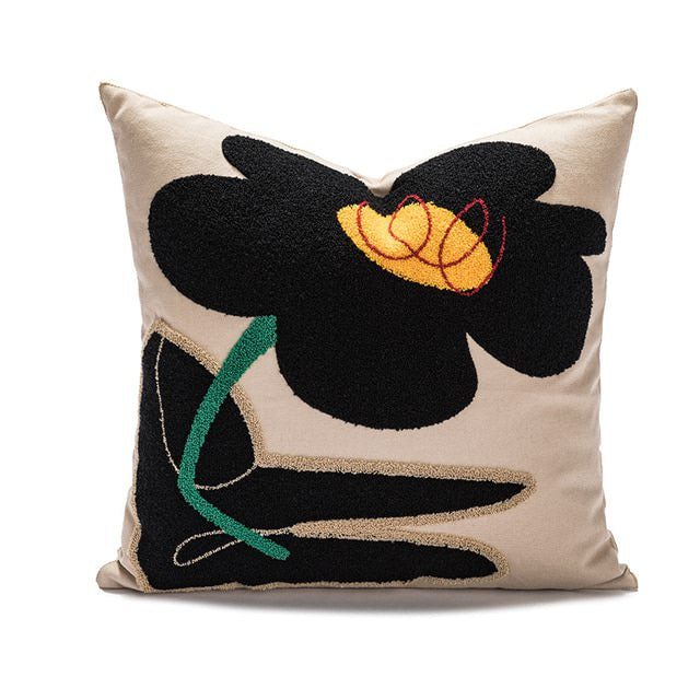 Poppy Flowers Cushion Covers embroidered tassel teddy tufted