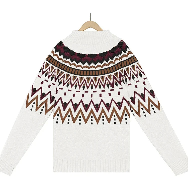 Herbstlicher geometrischer Strickpullover