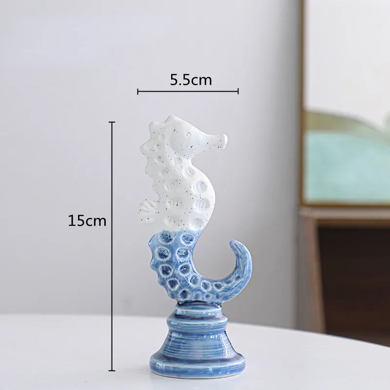 Resin Seahorse Chess Piece Statue