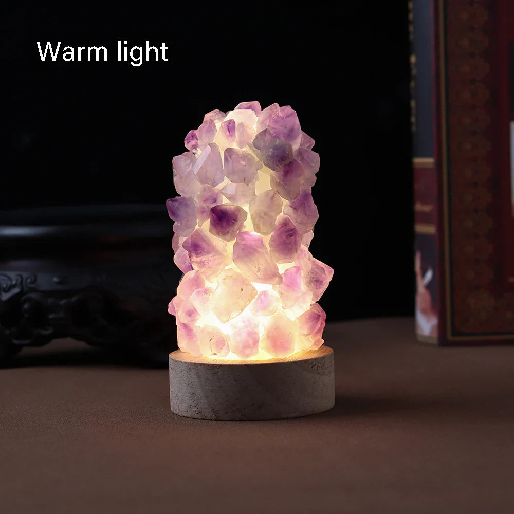 Crystal Wishing Lamp with Natural Amethyst