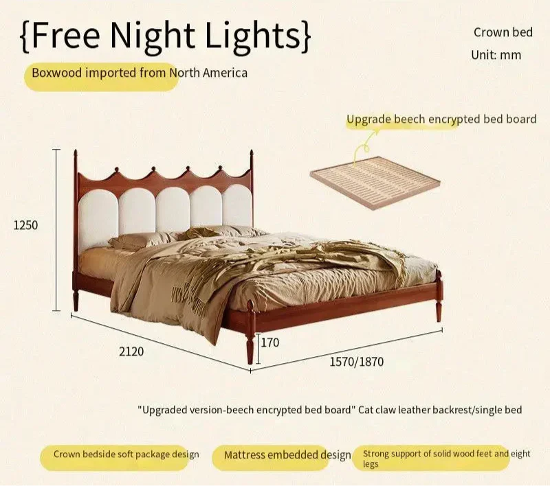 CrownRest™ Solid Wood Bed