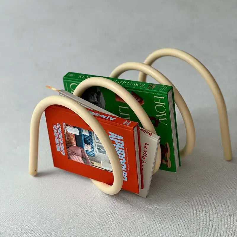 Modern Nordic Metal Book & Magazine Organizer