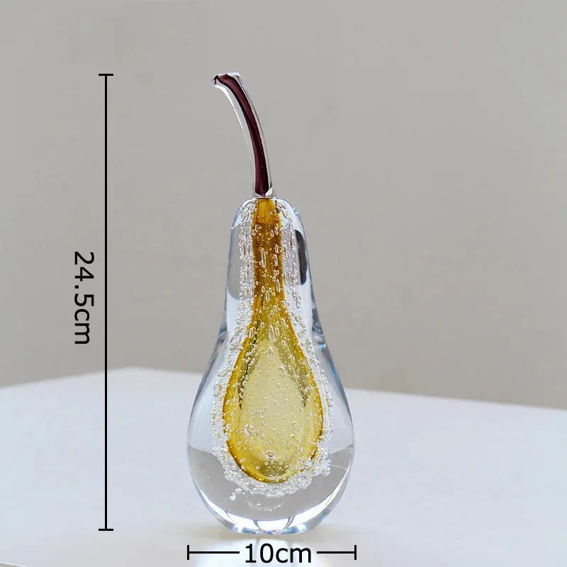 Bubble Glass Apple and Pear Statue - Aesthetic Fruit Desk Decoration Figurine Living Room Sculpture