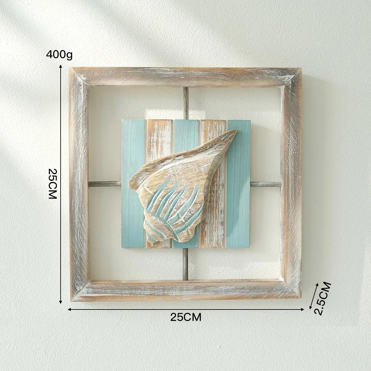 Wooden Conch Shell Wall Hanging- Mediterranean Ocean Décor