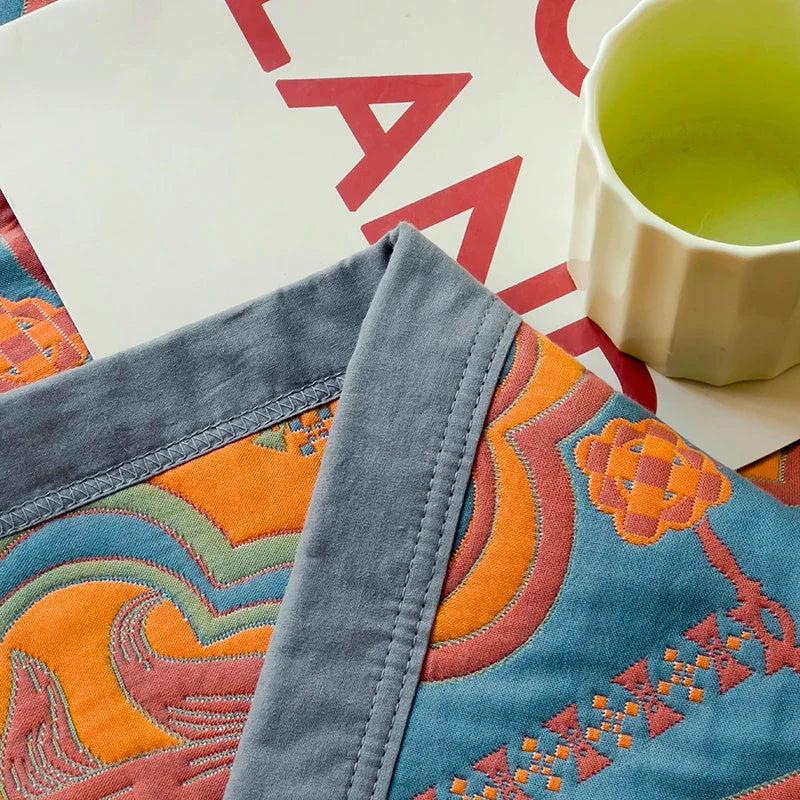 Couvre-lit floral géométrique vintage