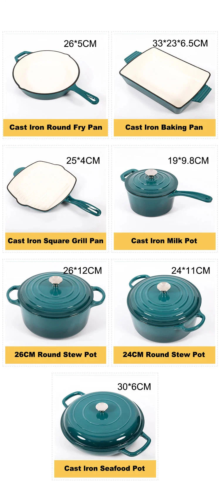 AuraNest™ 11-Piece Cast Iron Cookware Set