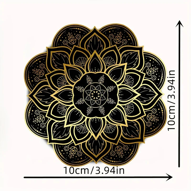 Set of 6 Black and Gold Mandala Coasters