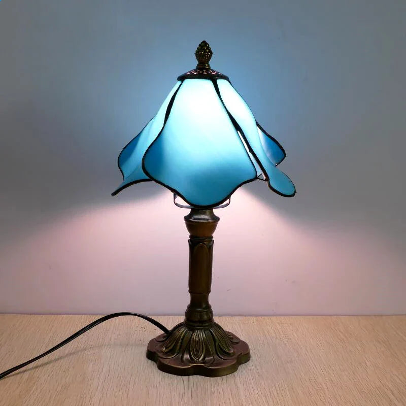 Vintage Buntglas Schreibtischlampe