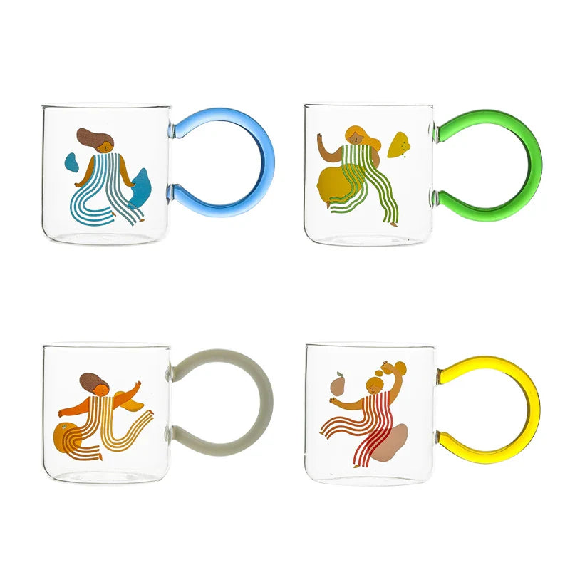 Tasse à café en verre artistique ludique