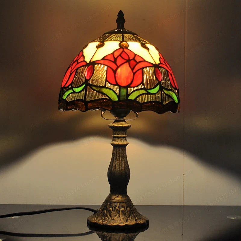 Lampe de table en vitrail Tulip