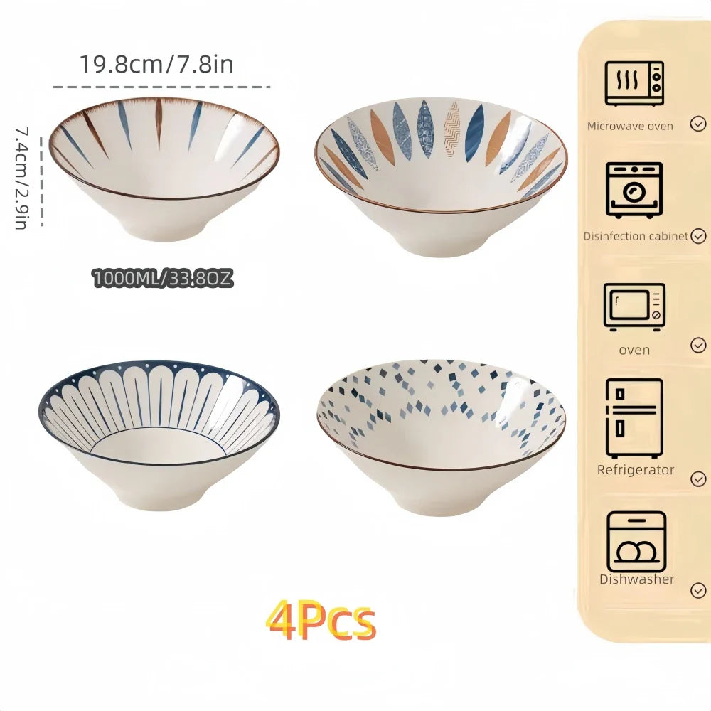 Japanese Style Ceramic Ramen Bowls