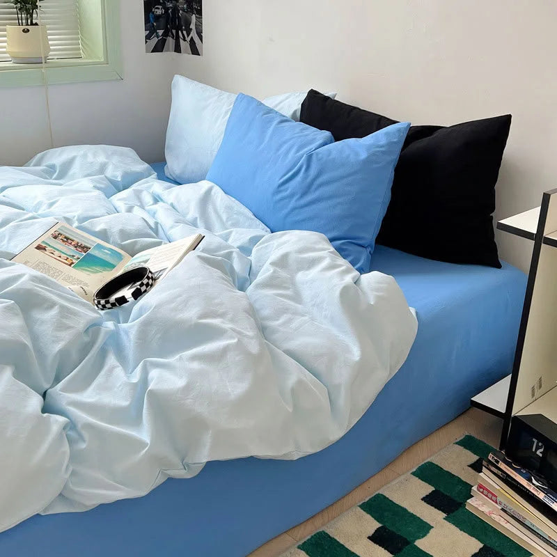 Soft Washed Solid Color Cotton Bedding Set