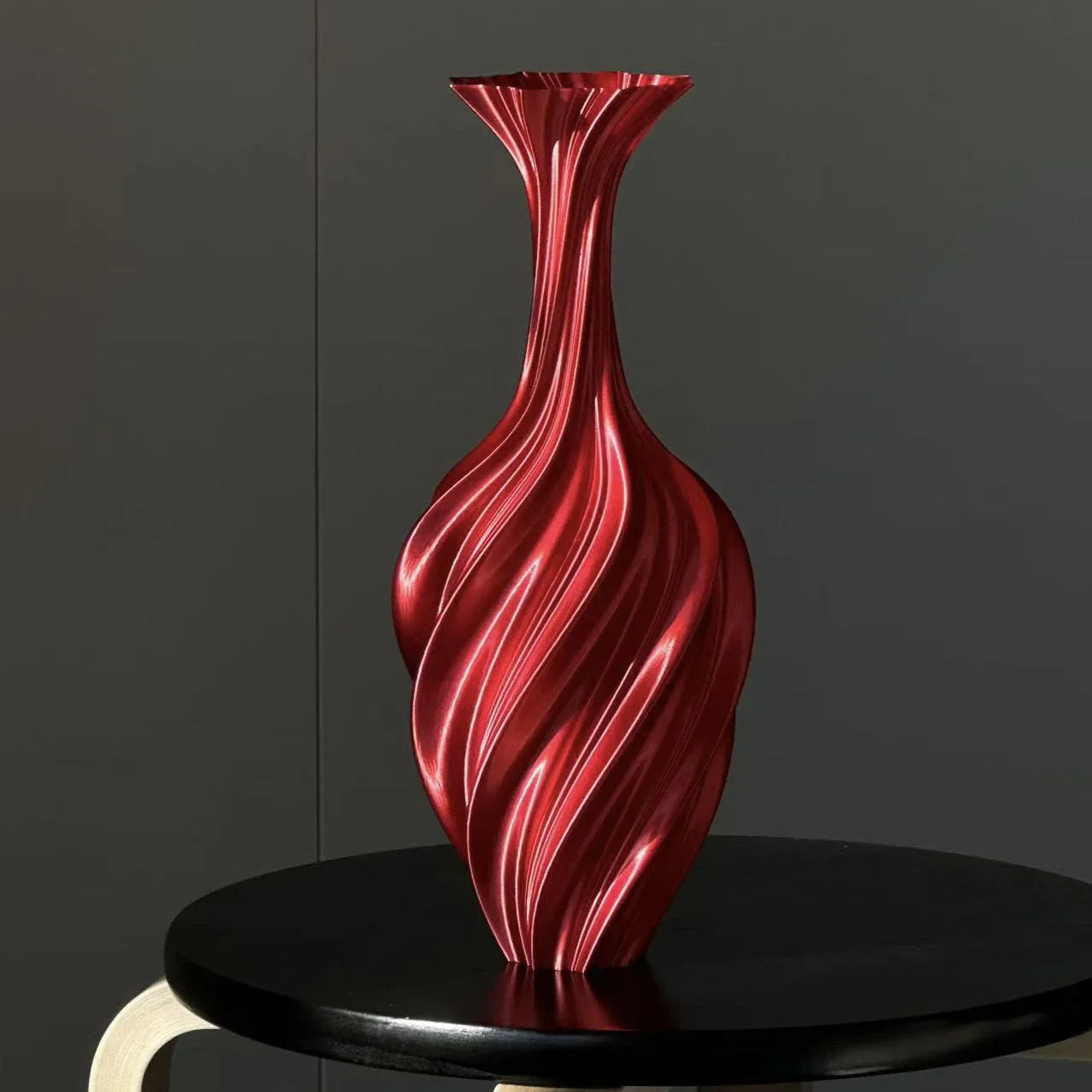 Sculptural Swirl Ribbed PLA Vase