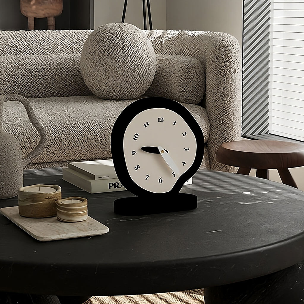 B&W Irregular Minimalist Desk Clock