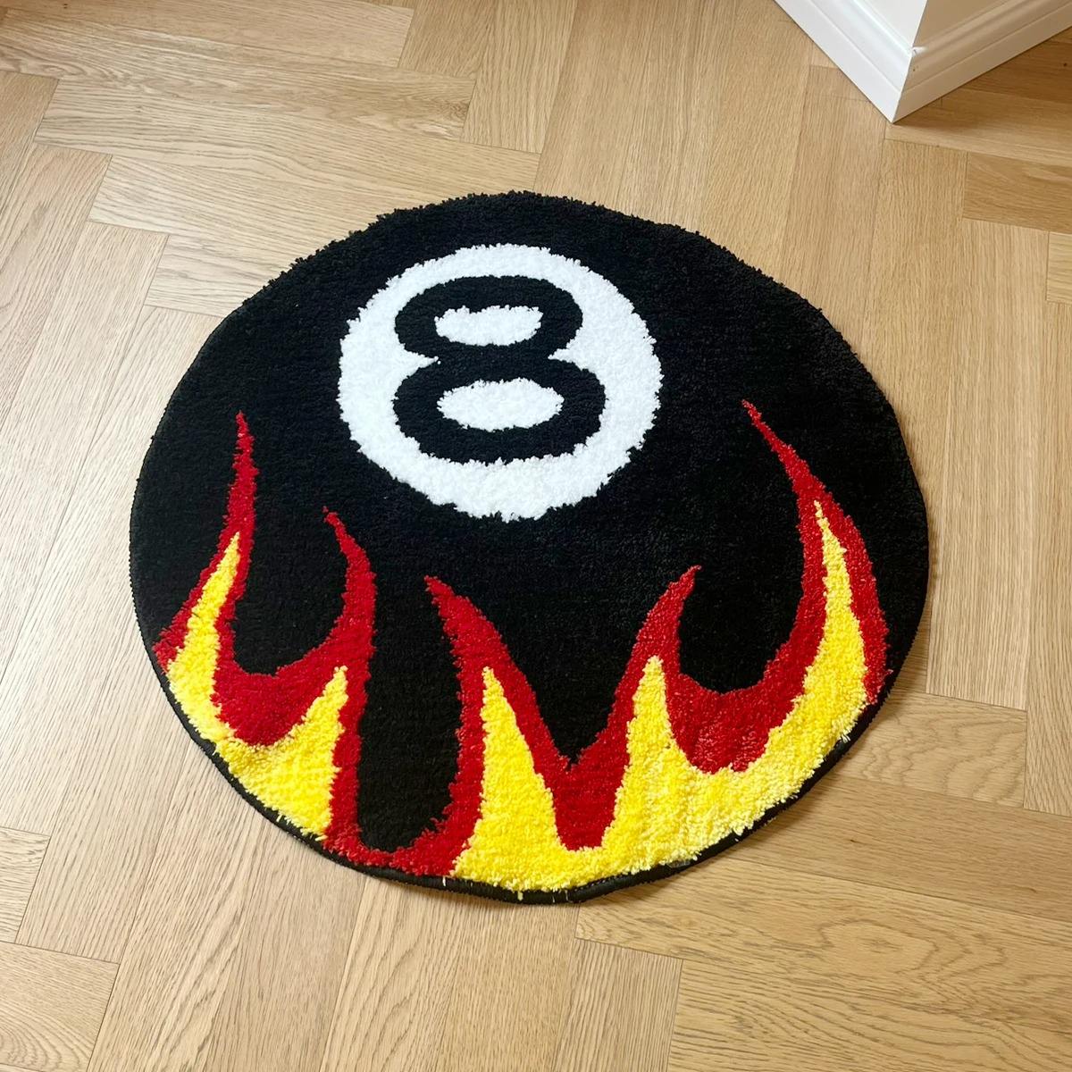 Burning 8 Ball Accent Rug
