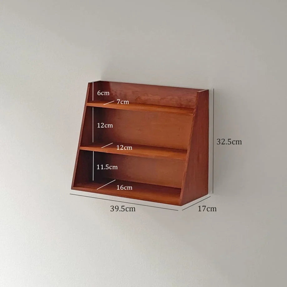 Natural Grain Slanted Wood Wall Shelf