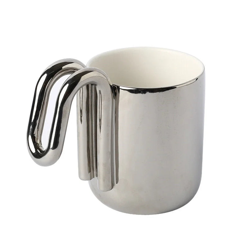 Sculptural Loop Handle Frosted Ceramic Mug