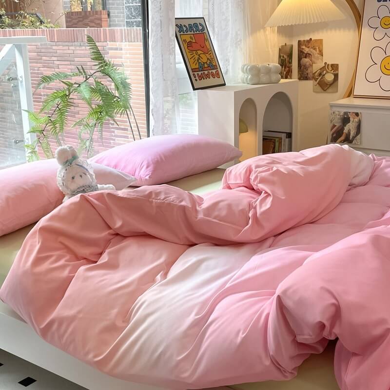 Color Gradients Bedding Set bed sheet bedsheets minimalist pastel bedding pastel room pastel sheets SUB CATEGORY_Bedding Sets