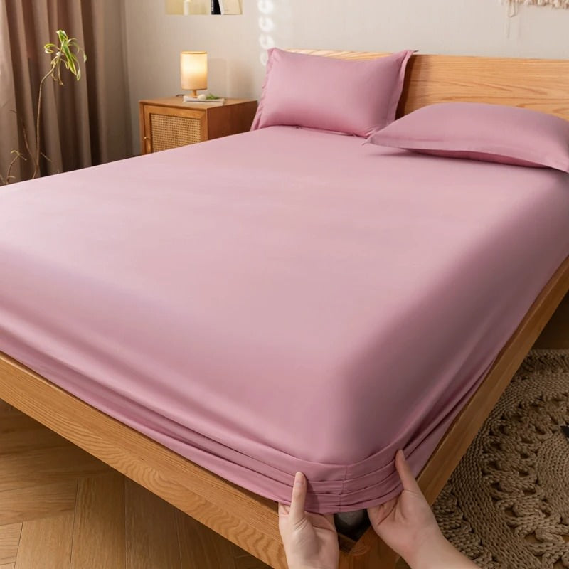 Drap-housse simple en coton de couleur unie