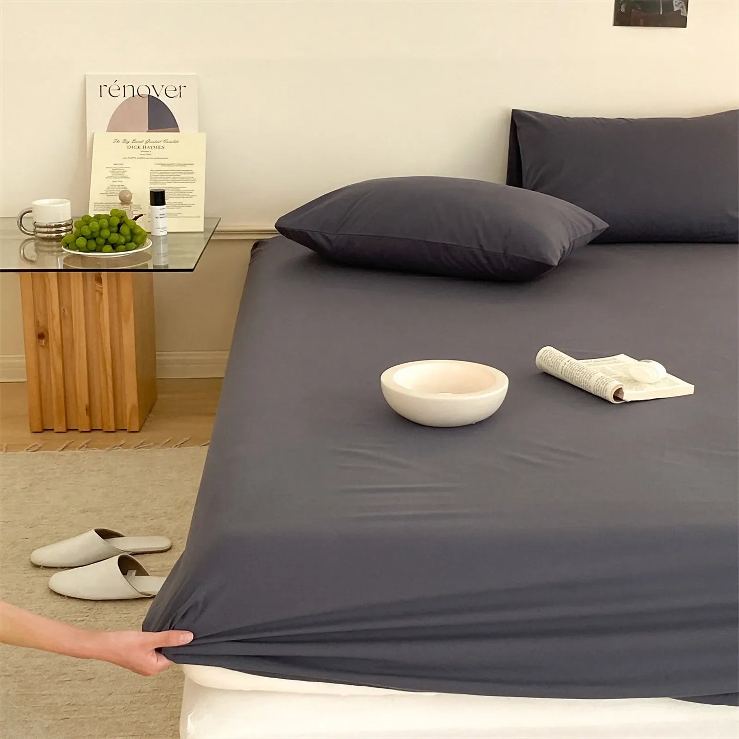 Cozy Minimalist Solid Washed Cotton Sheet Set