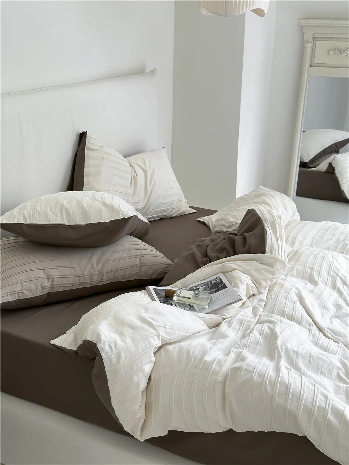 Cozy Minimalist Textured Stripe Cotton Duvet Cover