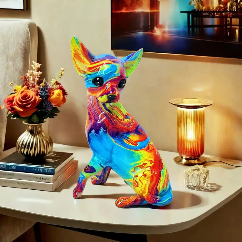 Lebhafte Chihuahua-Tischlampe aus Kunstharz