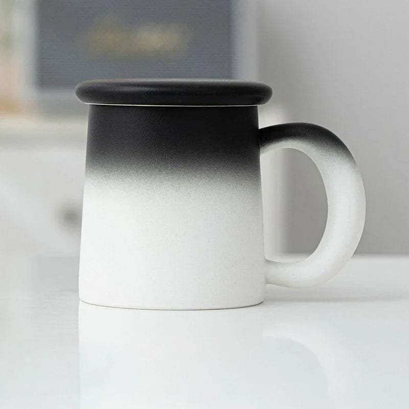 Frosted Ombre Ceramic Mug with Lid