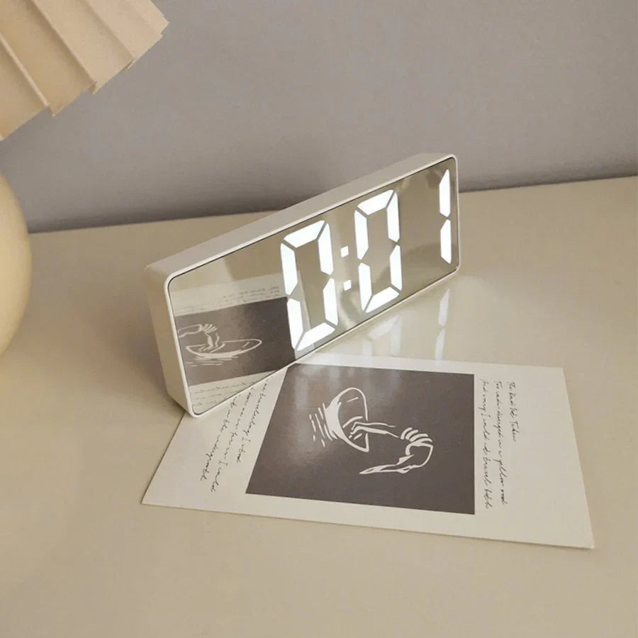 Sleek Mirrored Acrylic LED Table Clock
