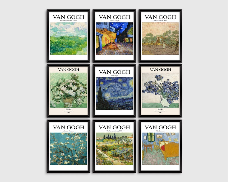 Peinture sur toile Van Gogh (lot de 9)