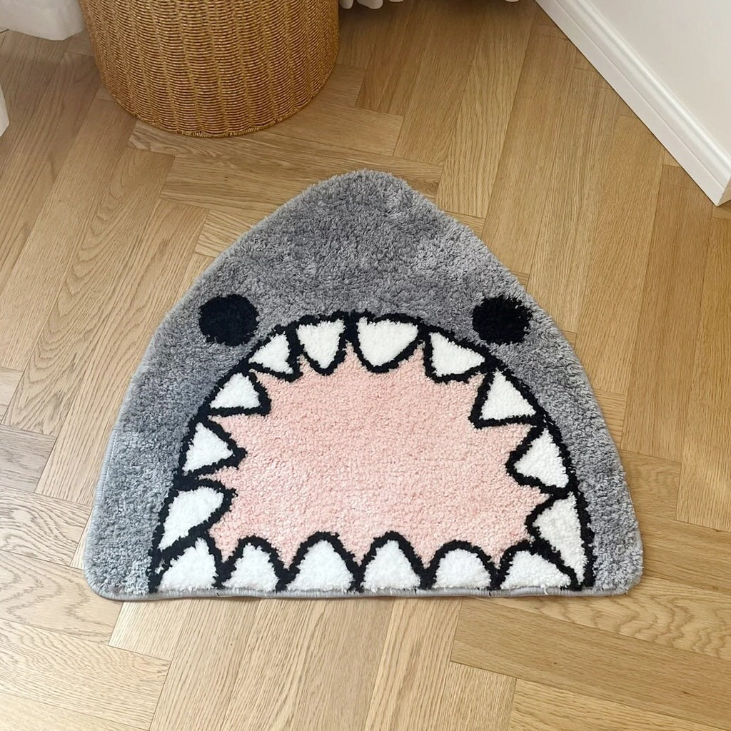 Kawaii Angry Shark Tufted Accent Rug