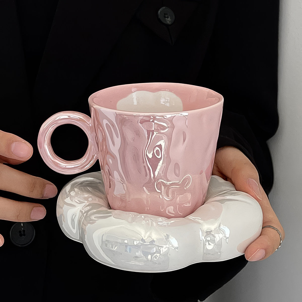 Pink Cloud Ceramic Coffee Cup Set