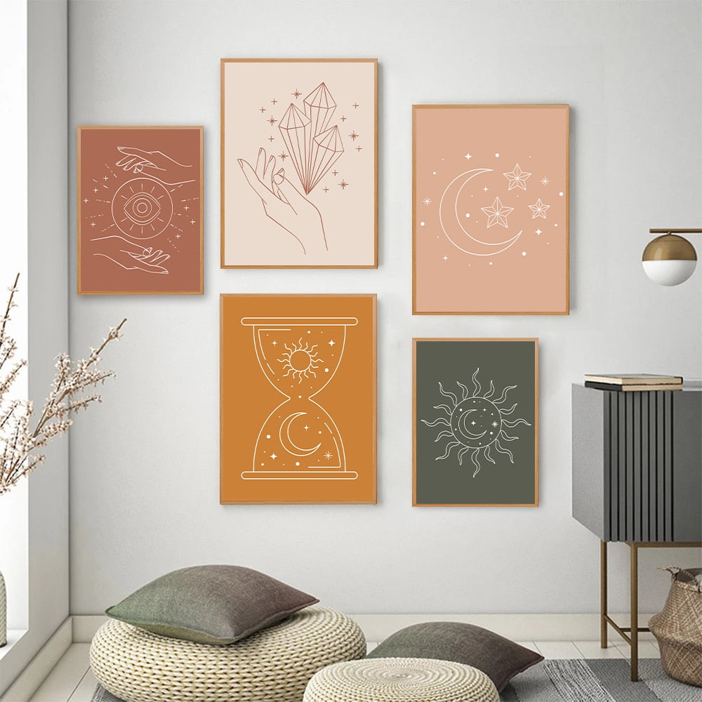 Leinwandgemälde „Sternenbeobachtung“ (5er-Pack)