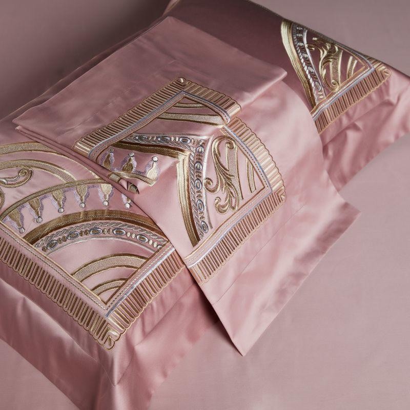Mia Vintage Rose Embroidered Border Egyptian Cotton Bedding Set