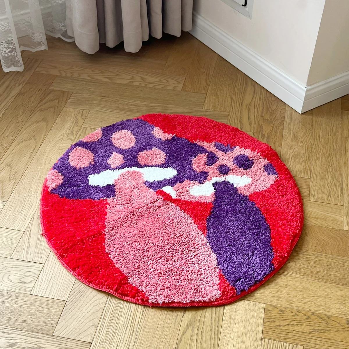 Tapis décoratif rond Indie Mushrooms