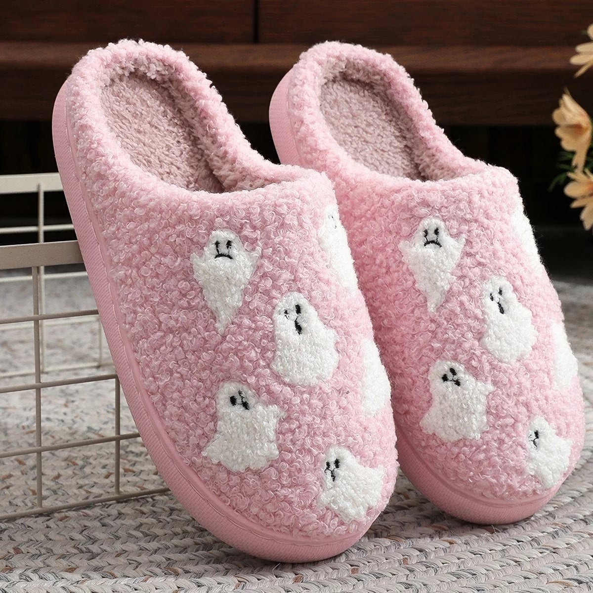 Spooky Ghost Soft Plush House Slippers