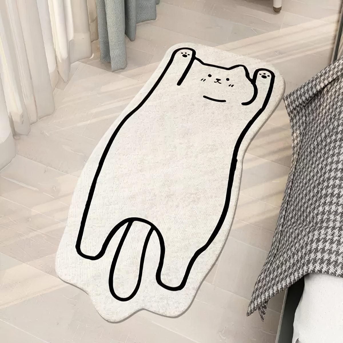 Simple Kawaii Cat Accent Bedside Rug