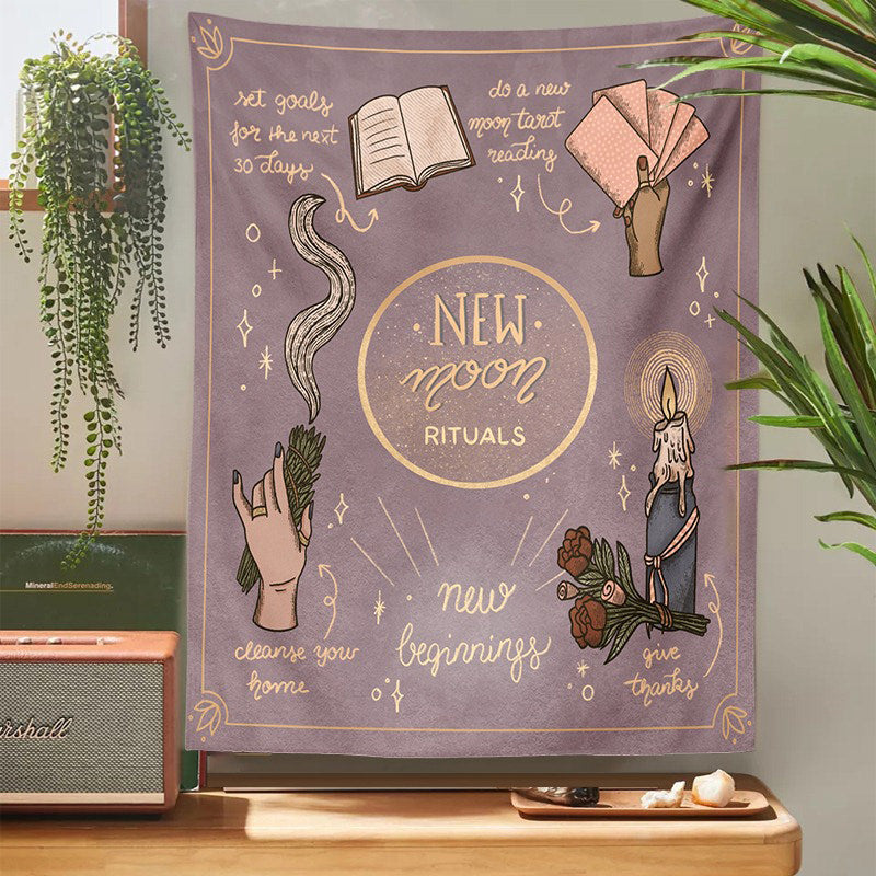 New Moon Rituals Tapestry AESTHETIC_Witchcore fairy SUB CATEGORY_Tapestries sunflowers witchcraft witchy