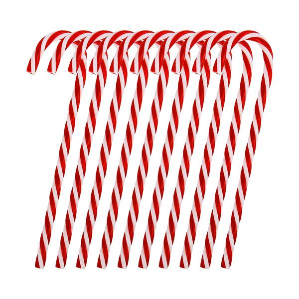 10-Piece: Plastic Candy Cane Ornaments Red __stock:100 Holiday Decor & Apparel refund_fee:800
