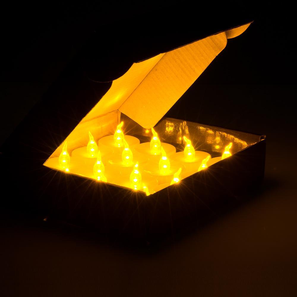 100-Pieces: Amber Yellow LED Tealight Flameless Flickering Candles Indoor Lighting refund_fee:1800 Warranty