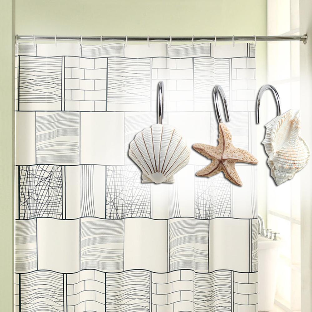 12-Piece: AGPTEK Decorative Seashell Shower Curtain Hooks __stock:50 Bath refund_fee:800