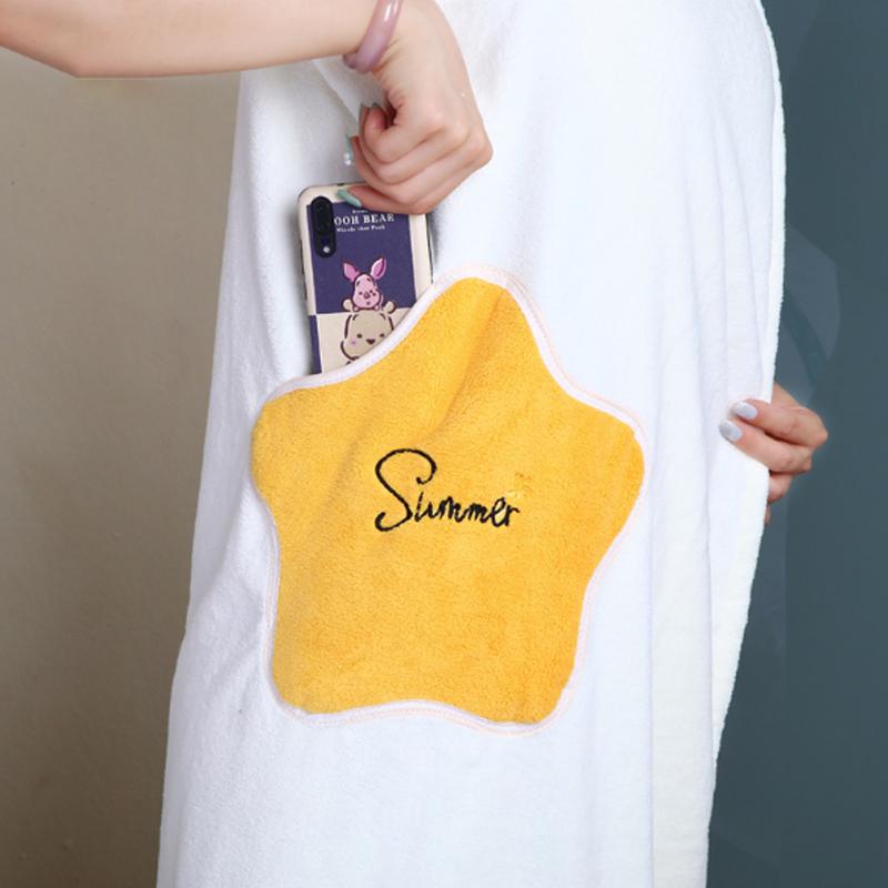 Women Quick Dry Wearable Microfiber plush Bathrobes Bathroom women