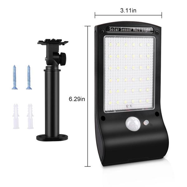 2-Pack: 36 LED Solar Powered Motion Sensor Wall Lamp Outdoor Lighting refund_fee:1200 Warranty