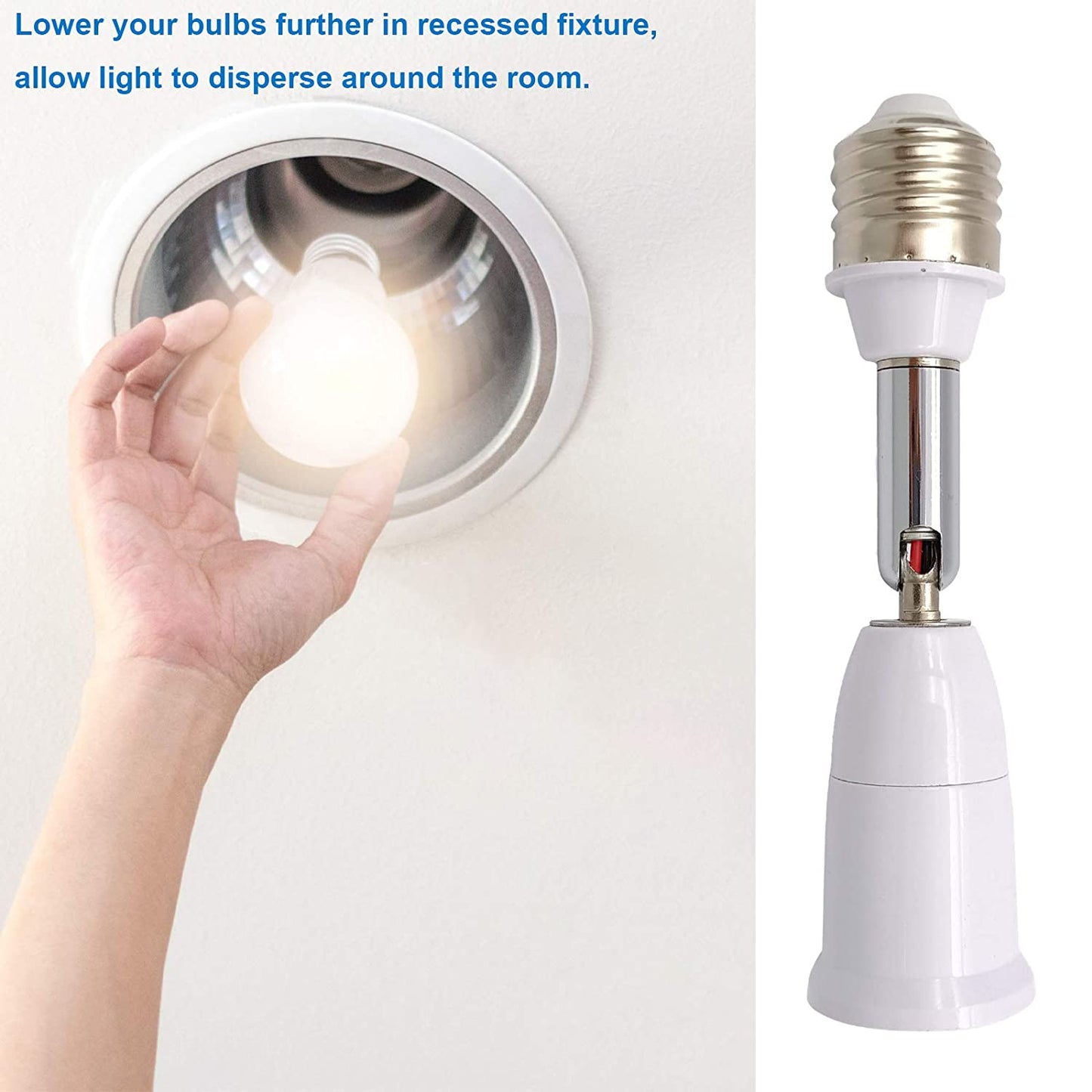 2-Pack: E26/E27 Lamp Holder Extender __stock:200 Indoor Lighting refund_fee:800 Warranty