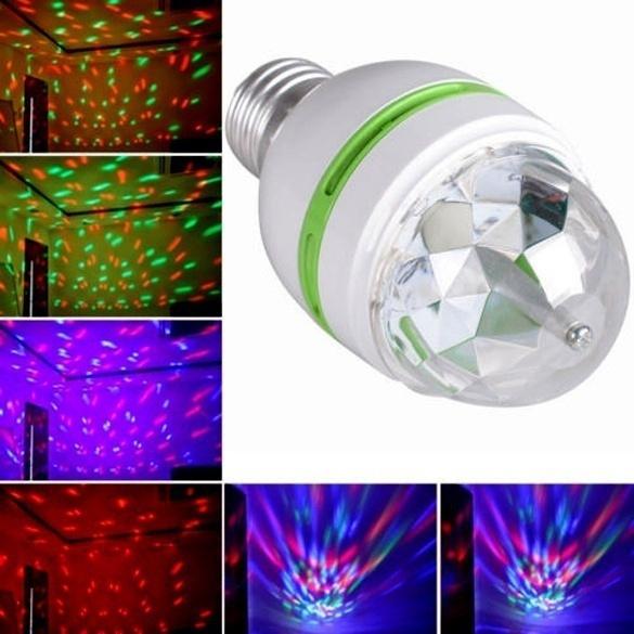 2-Pack: E27 3W Auto Rotating RGB LED Stage Light Indoor Lighting refund_fee:800 Warranty