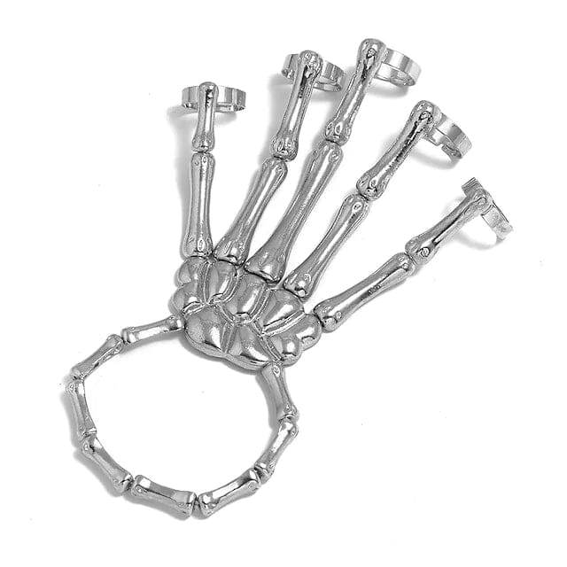 2-Pack: Gothic Bone Bracelet with Ring Silver __stock:200 Holiday Decor & Apparel refund_fee:800