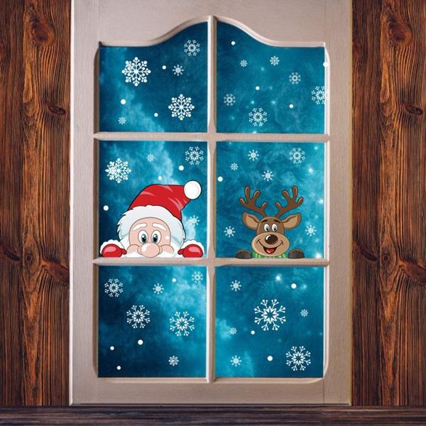 2-Pack: Santa Claus Elk Shop Hotel Christmas Window Double Sided Glass Sticker Holiday Decor & Apparel refund_fee:800